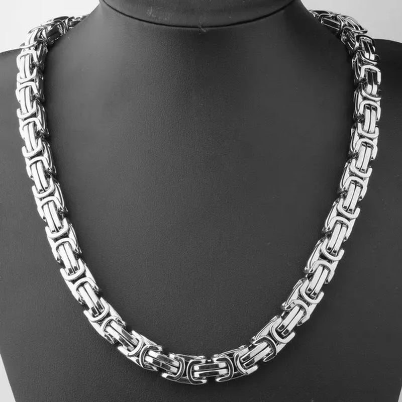 7-40" 12/15mm Mens Womens Silver/Gold Stainless Steel Necklaces Byzantine Chain Curb Cuban Bracelet Necklace