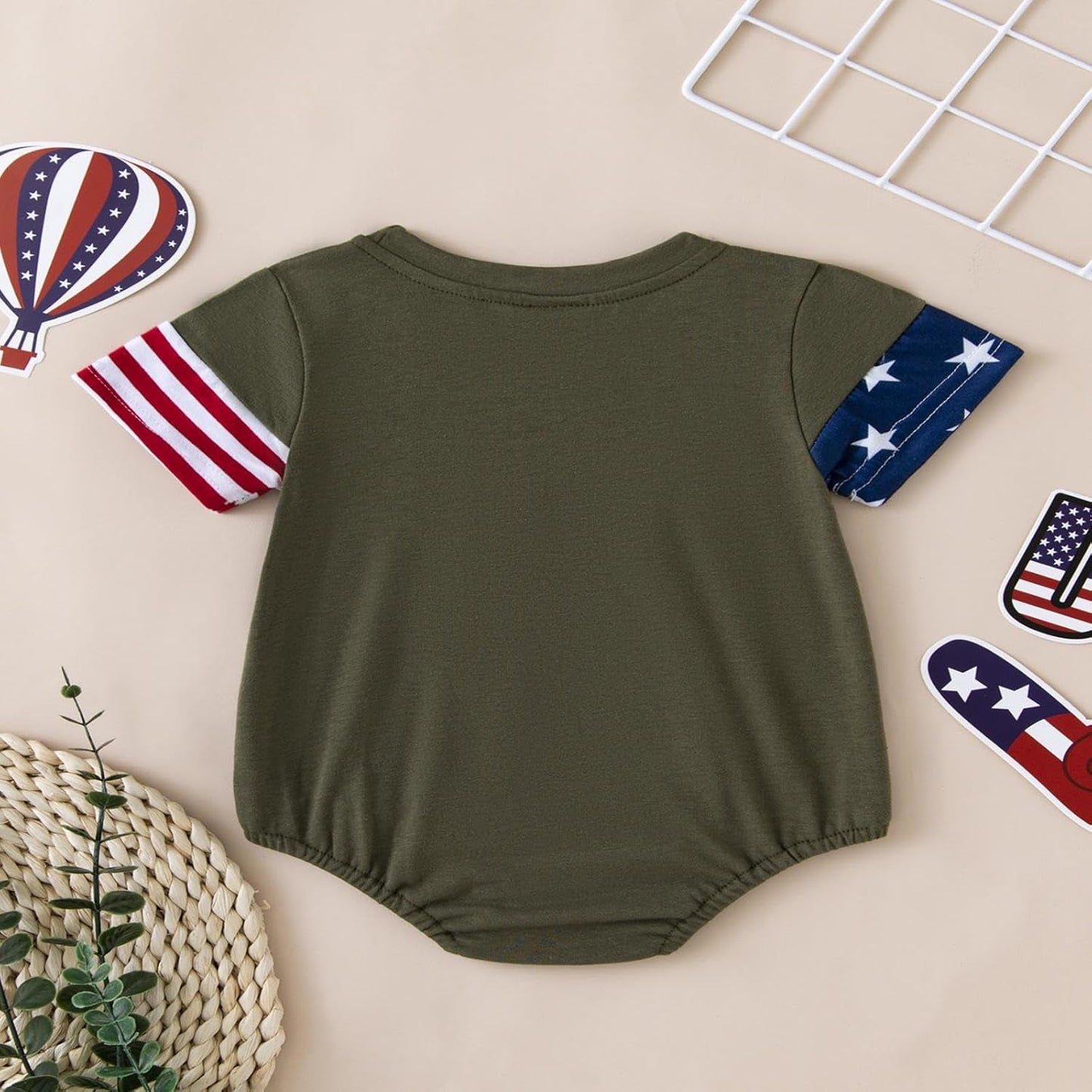 4Th of July Baby Boy Girl Outfit Newborn Infant Oversize Bubble Romper 4Th of July Baby Boy Girl