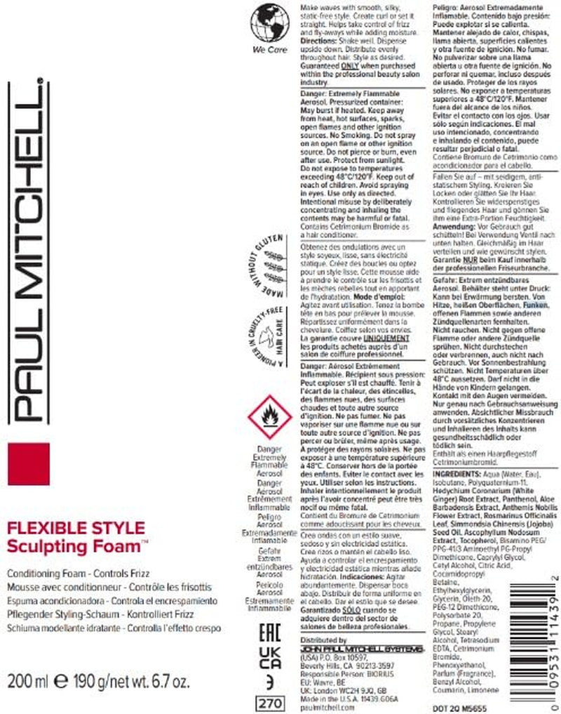 Paul Mitchell Sculpting Foam, Conditions + Controls Frizz, for All Hair Types