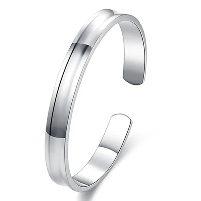 Charm 925 Sterling Silver Smooth 12Mm Adjustable Bangle Bracelet for Woman Man Fashion Wedding Engagement Party Jewelry
