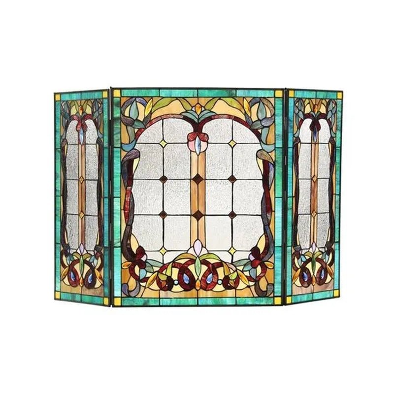 Chloe Lighting CH3F375VG44 - GFS Lucian, Tiffany - Style 3Pcs Folding Victorian Fireplace Screen - 44 x 28 in. - WORLD TIME VISITS
