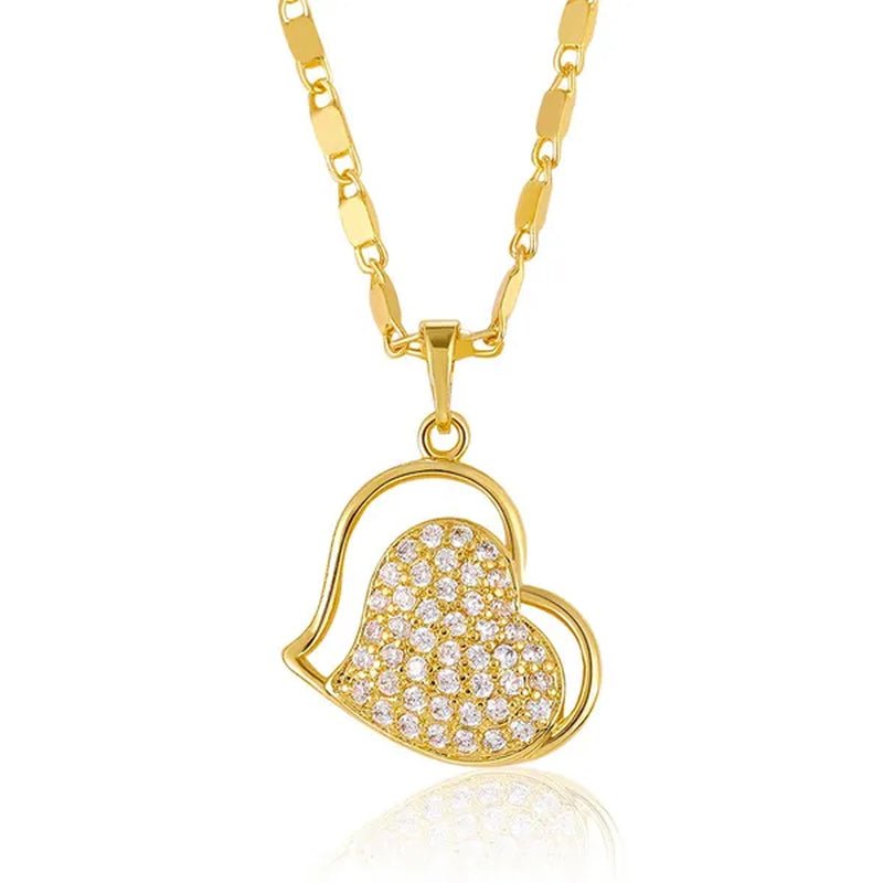 Classic Necklaces For Women Lovely Double Heart Necklace Vintage Rose Gold Necklace Diamond Women Necklace Valentine'S Day Gift For Women