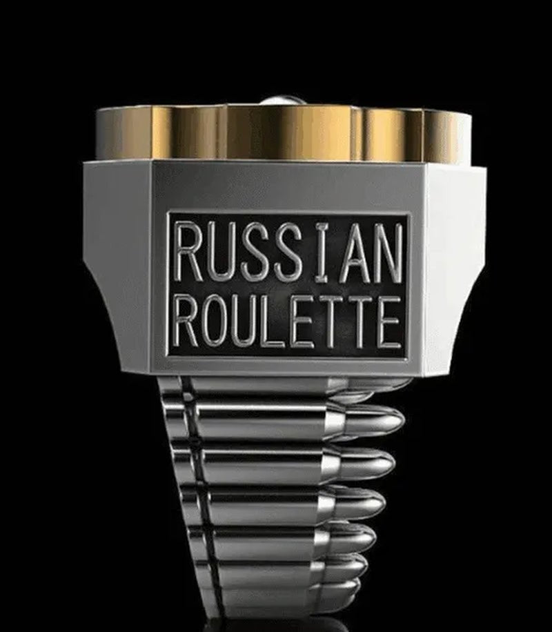 Creative Gifts Hardcover Design Nano Craft Stainless Steel Ring Plated Two Colors Gold and Silver Revolver Bullet Roulette Ruby Jewelry Father'S Day Anniversary Gift Banquet Party Band Ring for Boyfriend Husband Size 6-13