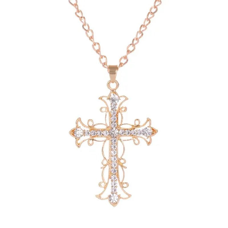 Cross Necklace crystal diamond gold christ Sweater chain neckalces for women ffashion jewelry accessories
