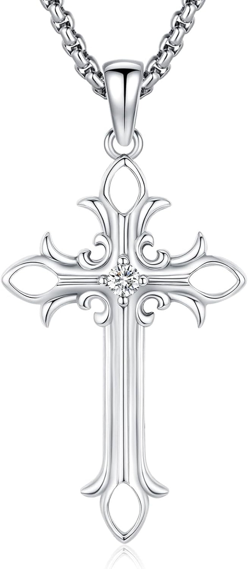 Cross Necklace for Women Men,Crucifix Necklaces 925 Sterling Silver Jesus Cross Pendant Vintage Patron Saint Medals Amulet Protection Religious Faith Trendy Dainty Jewelry Gifts - WORLD TIME VISITS
