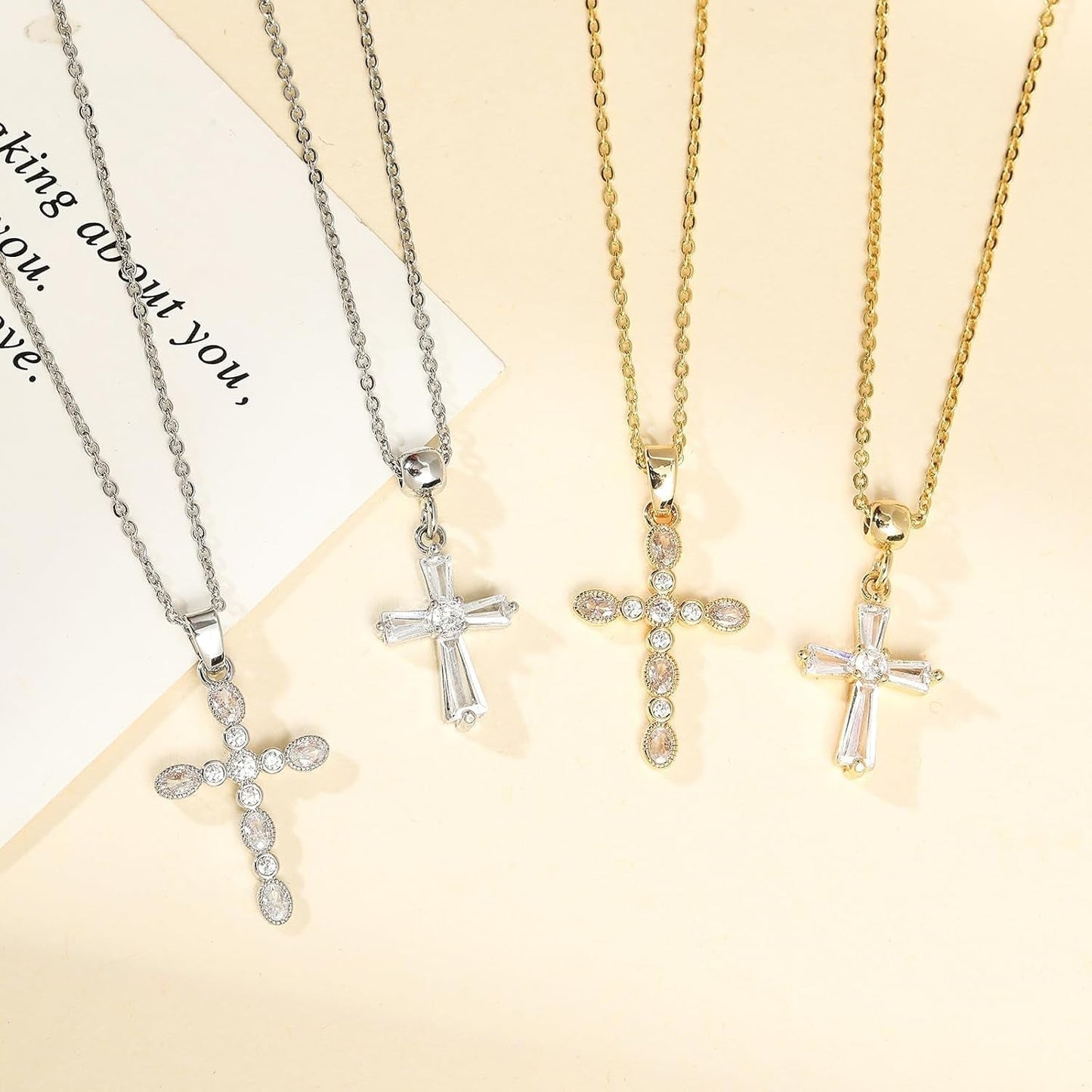 Dainty 14K Gold Choker Cross Charm Necklace for Women, Cross Gold Pendant Necklace Trendy Non Tarnish