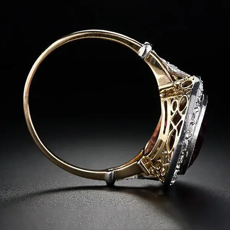 Fashion Luxury Oval Cut Ruby Ring Princess Engagement Wedding Ring Diamond Statement Ring for Women Anniversary Birthday Party Bridal Ring