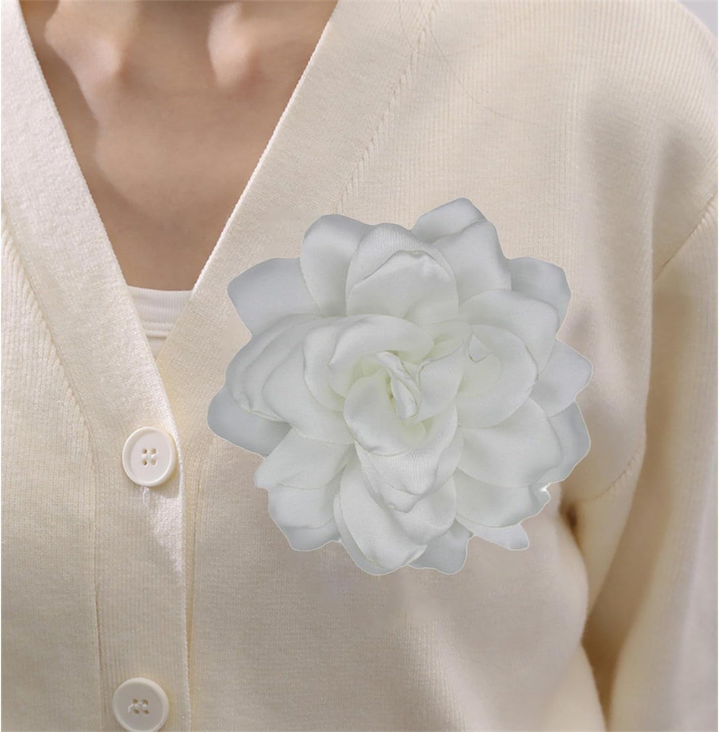 Flower Brooches for Women Satin Fabric Rose Flower Brooches Handmade Flower Brooches Pin for Wedding Party Dance Banquet Ceremony Versatile Floral Accessory for Clothing and Hairstyling Size:4.72In