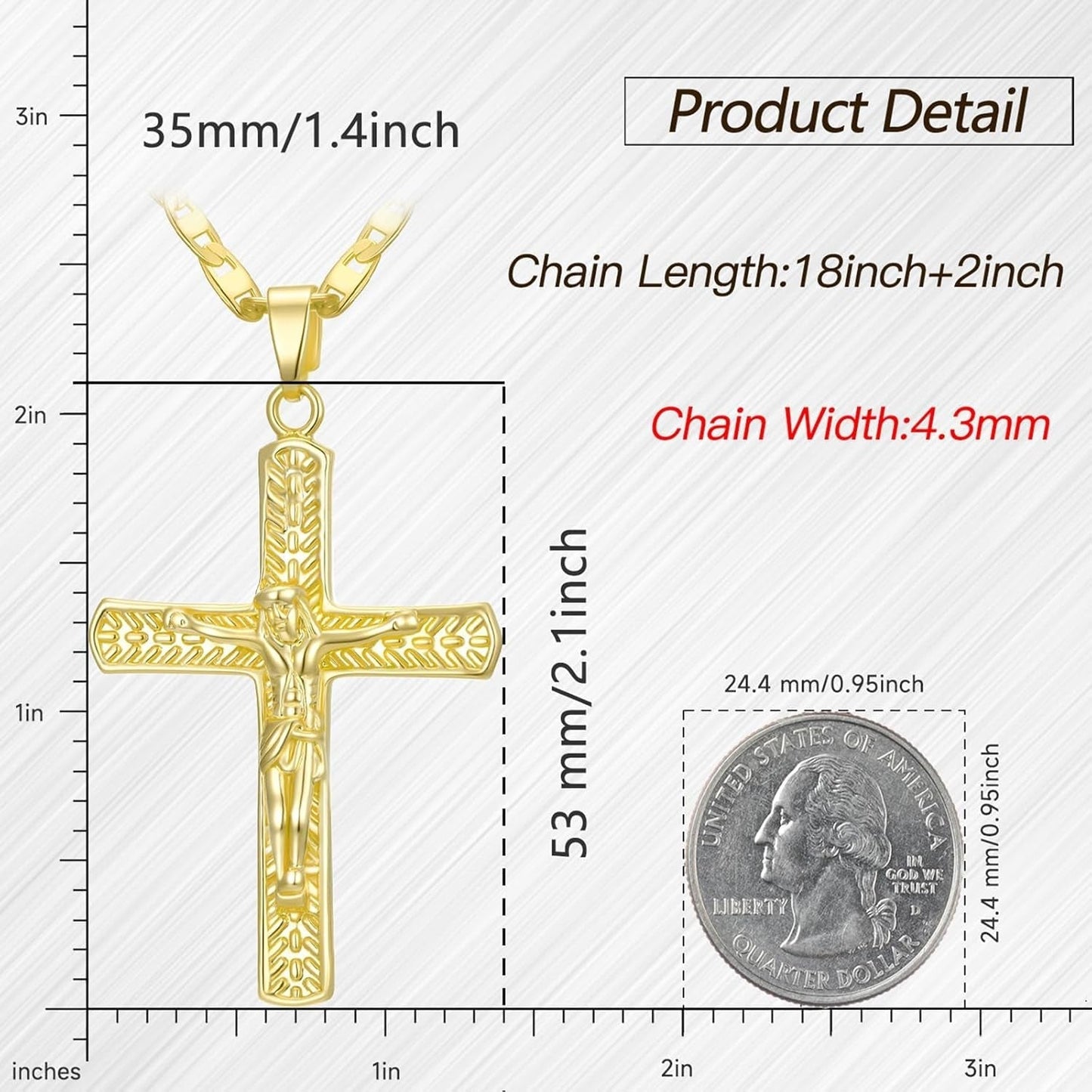 Gold Crucifix Necklace 14K Gold Cross Necklace Jesus Cross Pendant Religious Catholic Jewelry for Men Women
