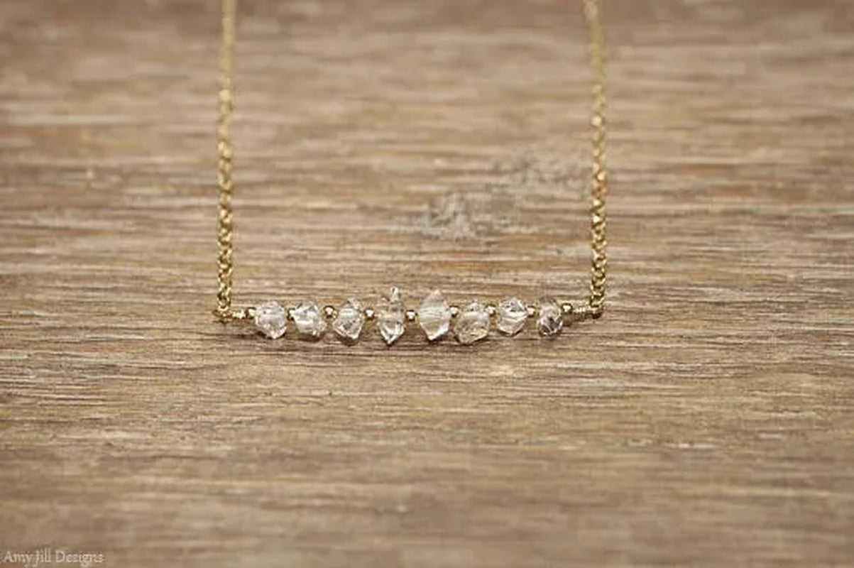 Herkimer Diamond Necklace Bar Necklace Diamond Crystal Jewelry