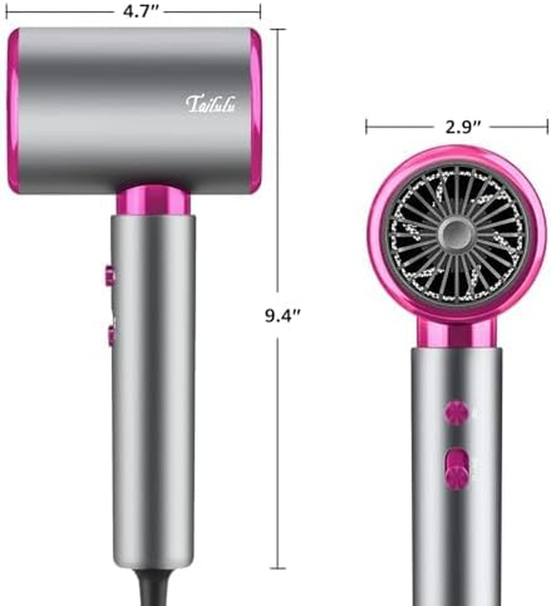 Professional 1875W High-Speed Low Noise Ionic Hair Dryer with Diffuser for Home and Travel - 110,000 RPM, Suitable for Women and Men