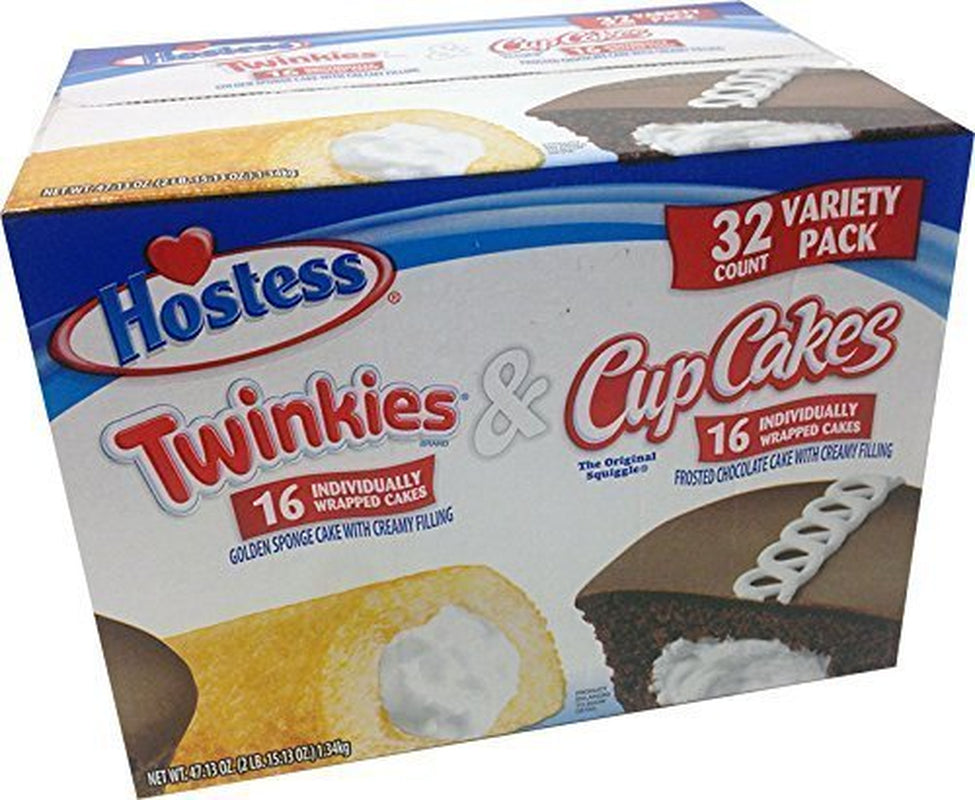 Twinkies & Cupcakes (16 Twinkies & 16 Cupcakes), Individually Wrapped, 32 Total - WORLD TIME VISITS