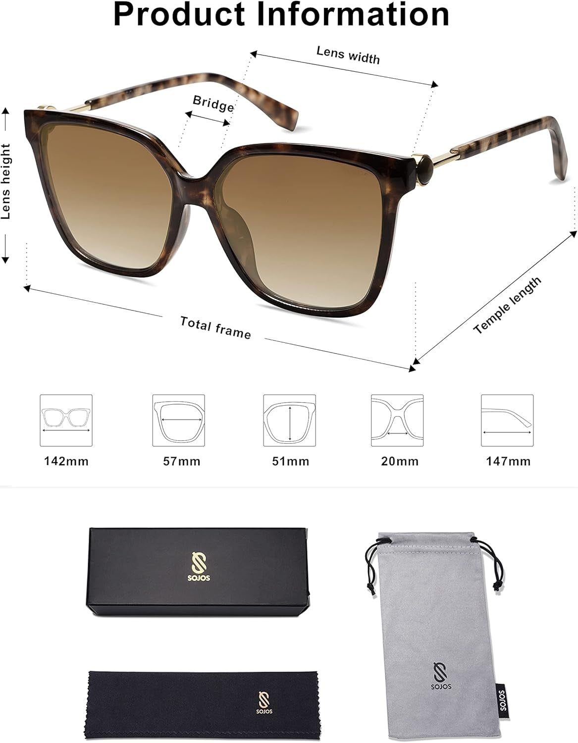 Fashion Square Sunglasses for Women Trendy UV Protection Lens Womens Sunnies Sunglasses SJ2196