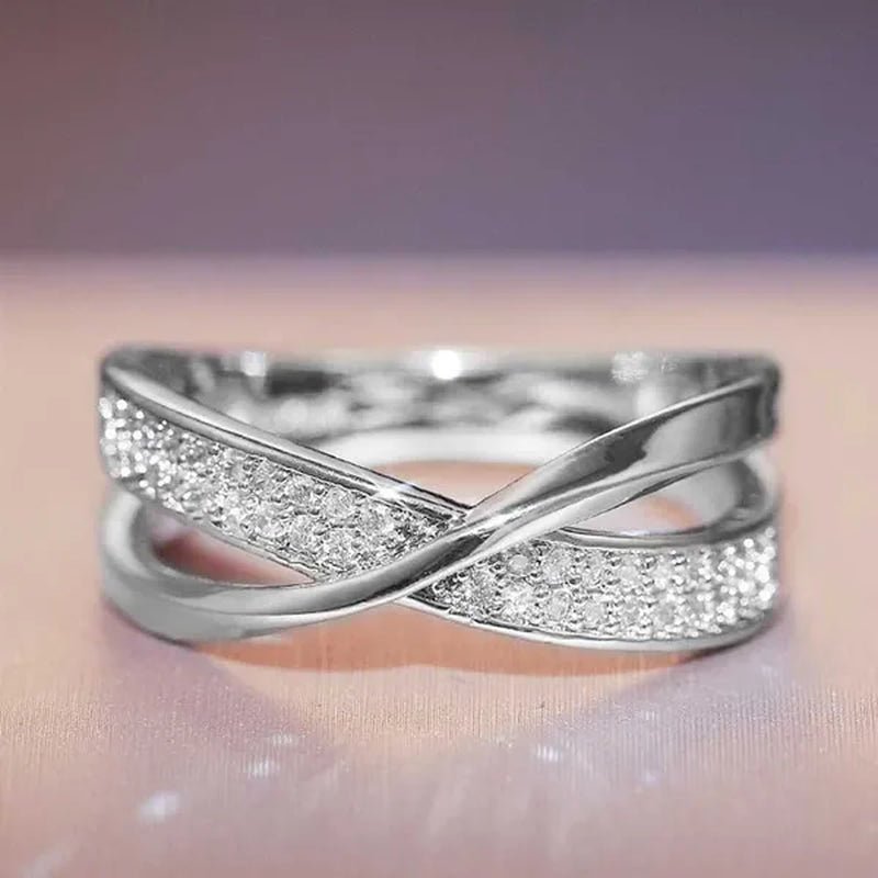 Delysia KingLadies fashion white sapphire ring cross rose gold ring ladies Valentine's day birthday gift jewelry