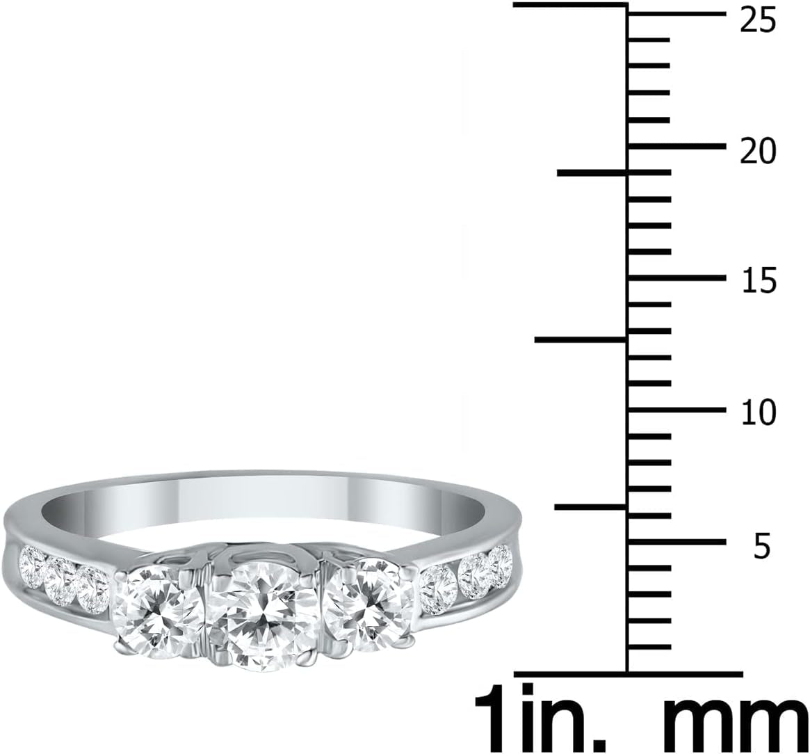 Diamond Three Stone Ring Available in 10K White Gold (1/2Ctw - 1 1/2Ctw)
