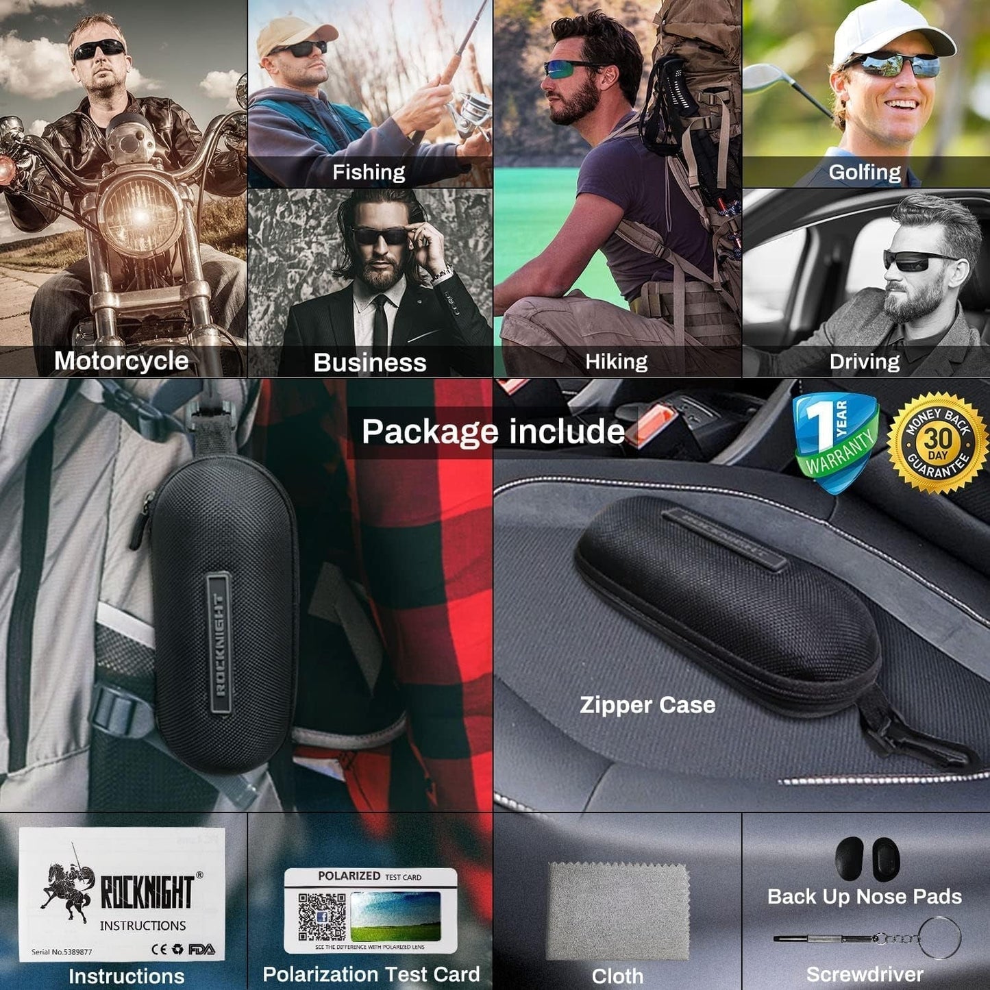 Driving HD Polarized UV400 Protection Ultra Light Al-Mg Golf Fishing Outdoor Sunglasses