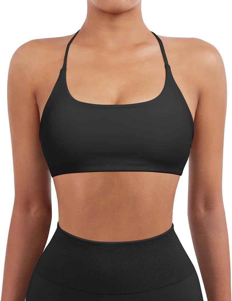 Women 2 Piece Open Back Sports Bra Pack Strappy Workout Gym Yoga Crops