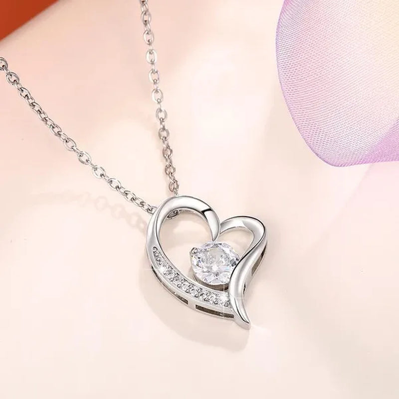 Delicate Ladies Clavicle Necklace Cubic Zircon Heart Pendant Necklace Bridal Wedding Necklace Jewelry