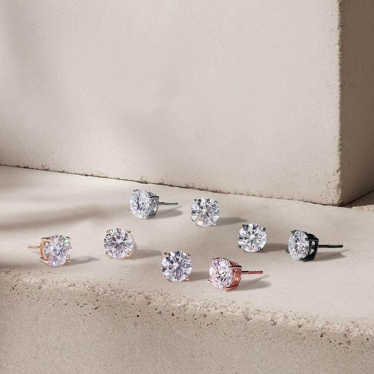 0.2-4Ct Moissanite Screw Back Earrings, D Color VVS1 Clarity Lab Created Moissanite 18K White Yellow Rose Gold Ruthenium Vermeil 925 Sterling Silver round Moissanite Earrings for Women Men