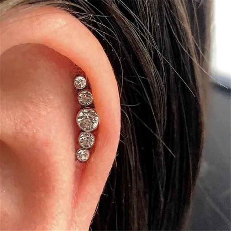 Ear Studs Piercing Tragus Diamonds Stainless Steel Earrings Cartilage Helix Small Ball Bullet Ear Bone Earring