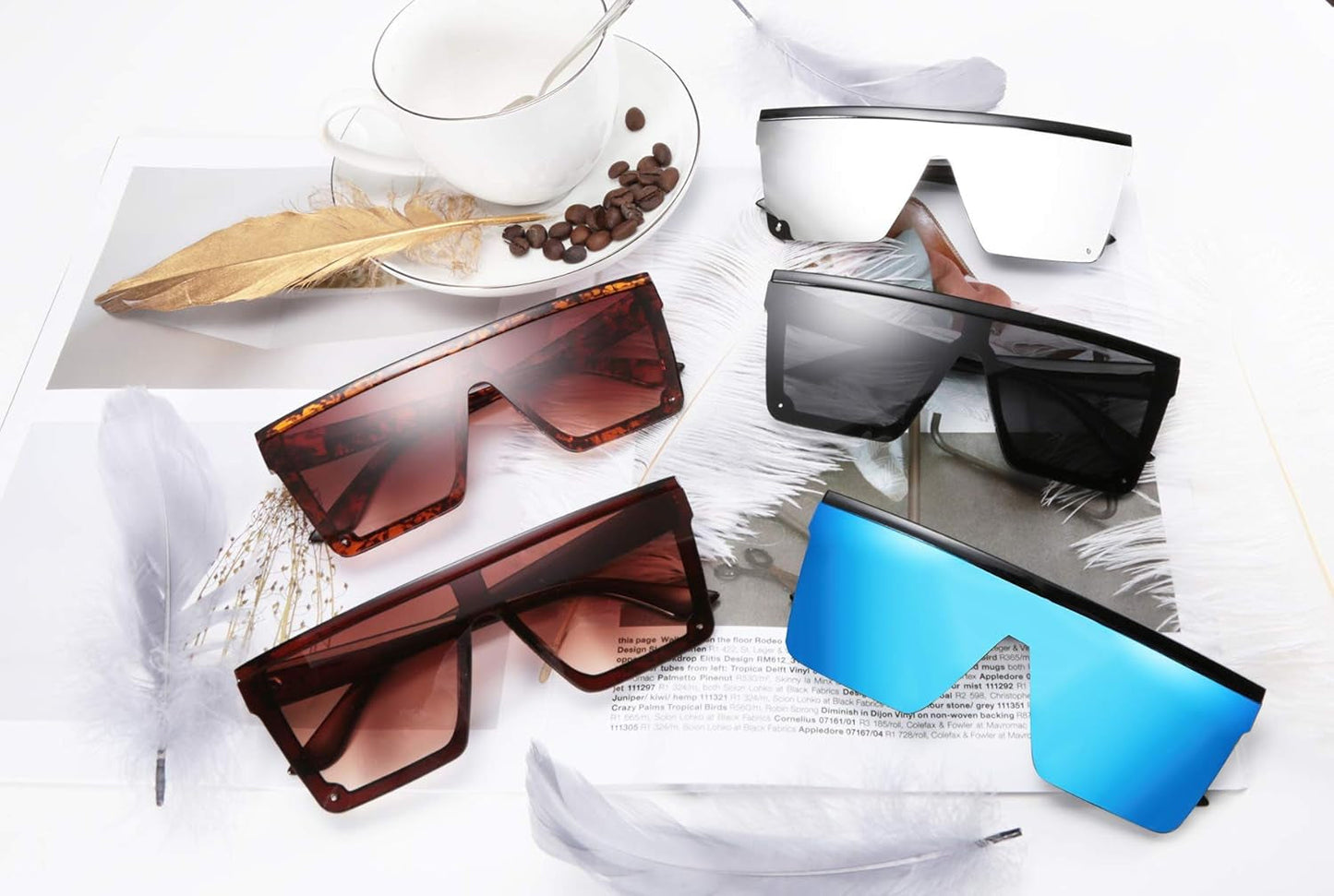 Oversized Sunglasses Mens Womens Flat Top Square Trendy Visor Shades UV400 B2470
