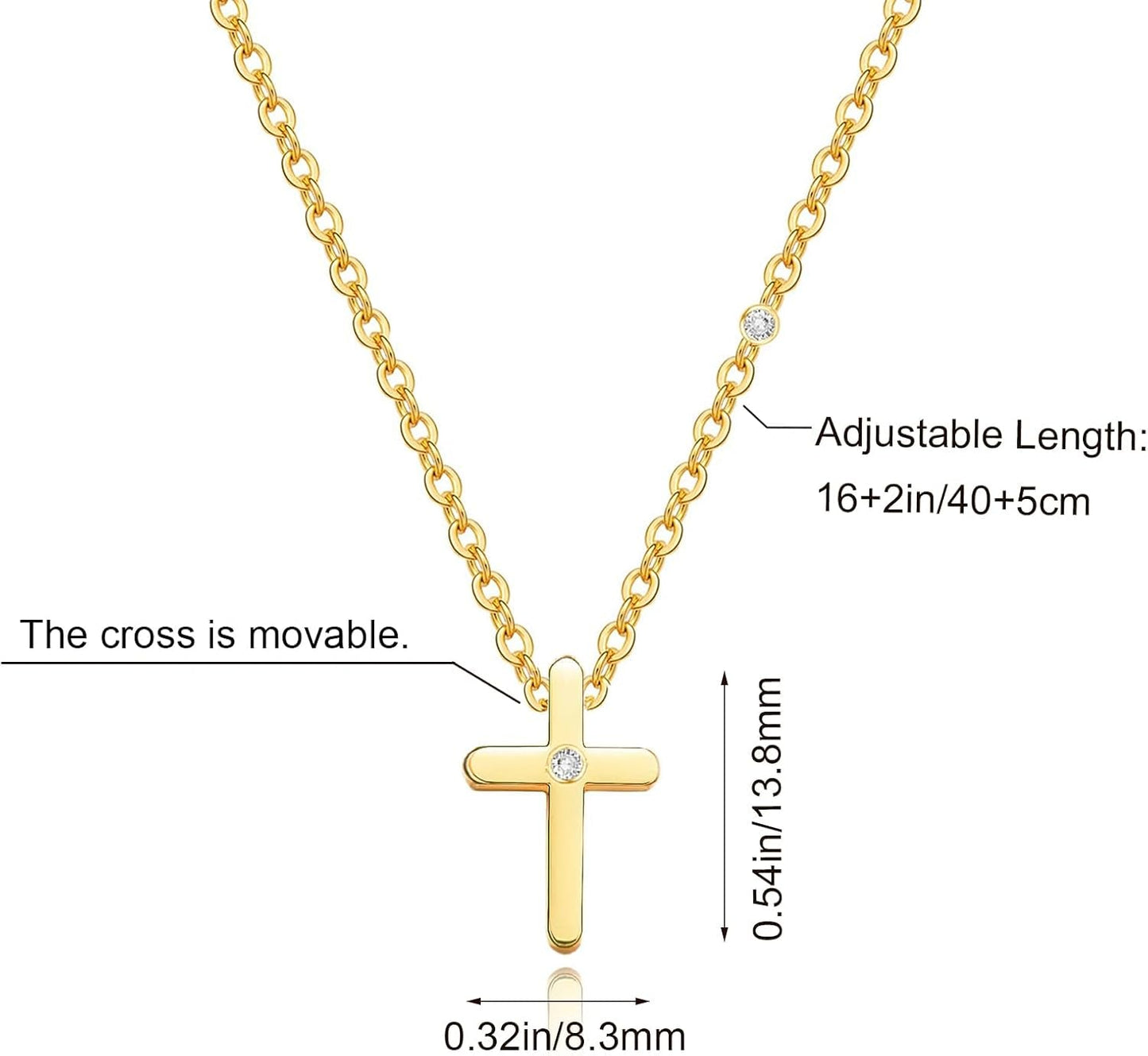 Cross Necklace for Women, Dainty Cute Small 18K Gold Plated Cross Necklace, Trendy Charm Stainless Steel Cubic Zirconia Cross Necklace, Gold Jewelry Gifts for Women(Valentines Day Gifts for Her)