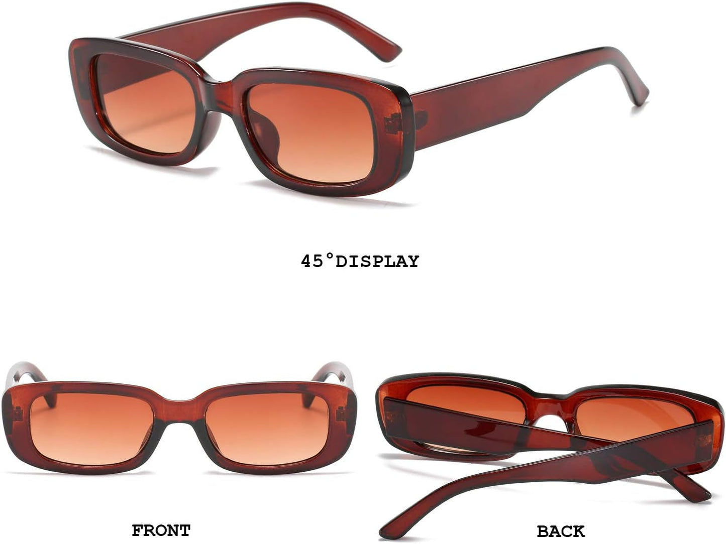 Rectangle Sunglasses for Women Retro Driving Glasses 90’S Vintage Fashion Narrow Square Frame UV400 Protection