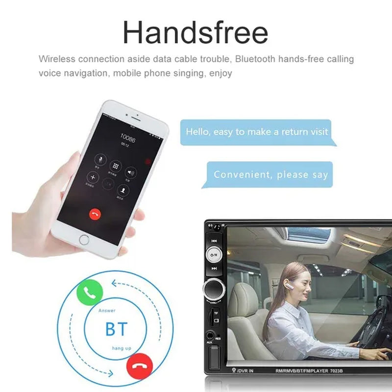 New 7" HD Bluetooth Touch Screen Double DIN Car Stereo Radio MP5 Player HD FM/USB/AUX RC SD with Backup Camera(Optional)