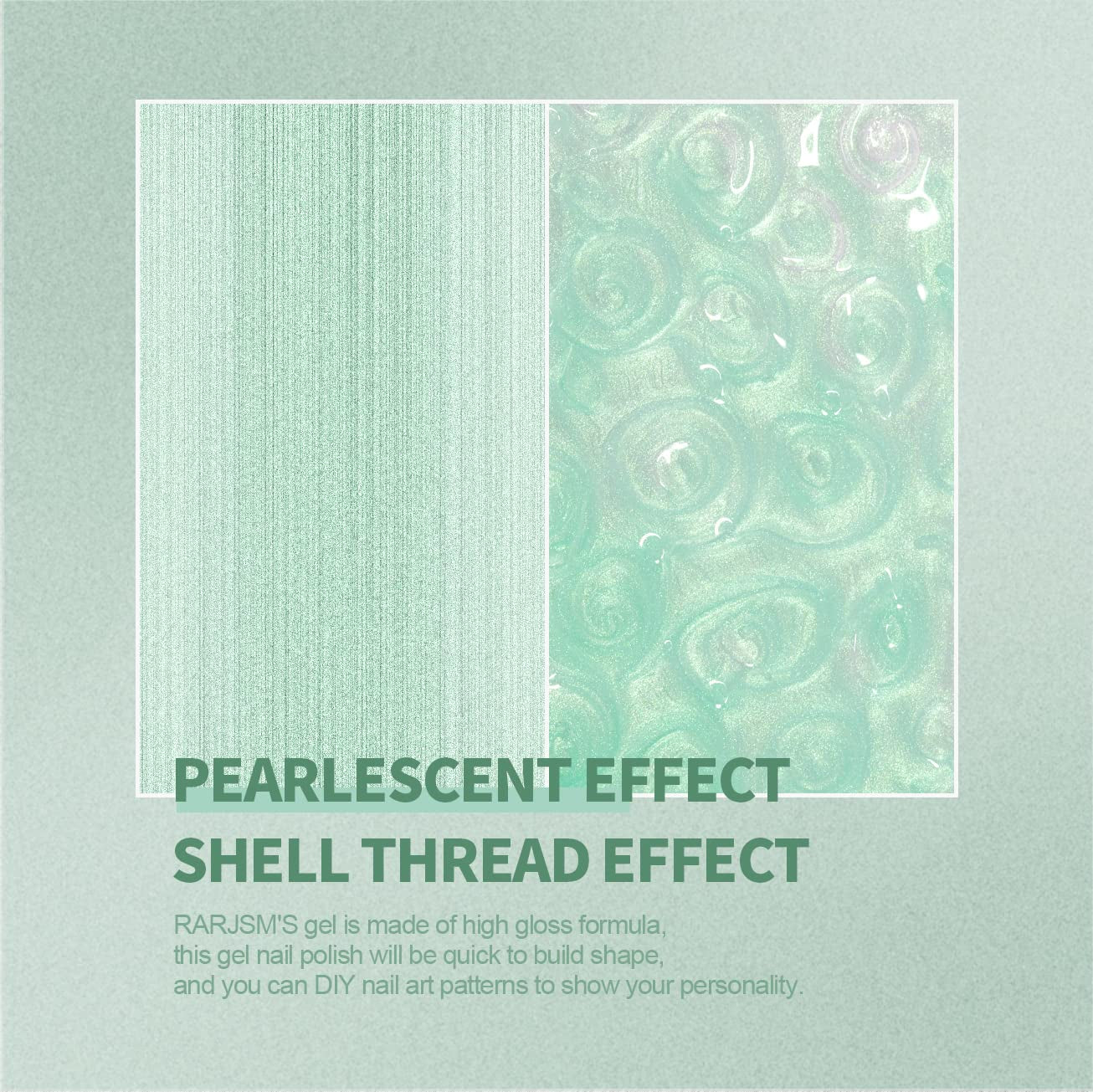 Pearl Gel Nail Polish, Glitter Drawing Gel Polish Light Green Shimmer Mermaid Nail Gel Soak off UV Gel for Salon Home DIY Manicure Use