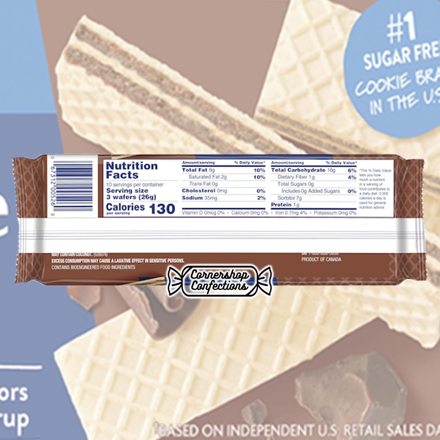 Voortman Sugar Free Wafer Lover'S 6 Flavor Variety - Lemon, Key Lime, Orange Creme, Chocolate, Strawberry, and Vanilla in Box