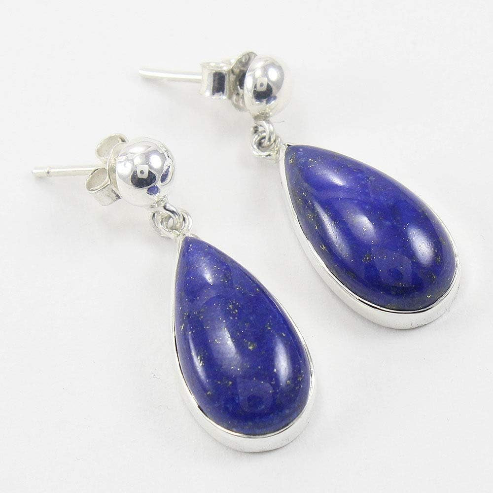 925 Sterling Silver Earring Lapis Lazuli Gemstone Earring Gemstone Earring Pear Stud Earring Stud for Birthday/Mom/Girls Gift