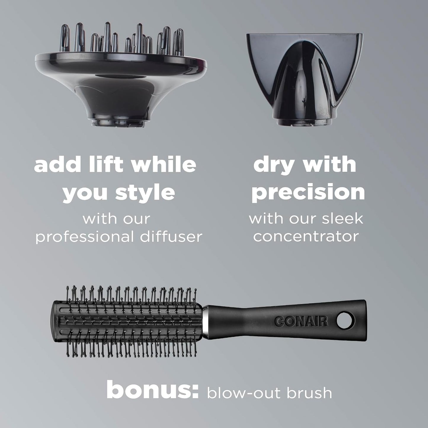 INFINITIPRO by Hair Dryer with Diffuser | Salon Performance AC Motor Blow Dryer | Includes Diffuser, Concentrator and Bonus Blow-Out Brush | Orange | Packaging May Vary