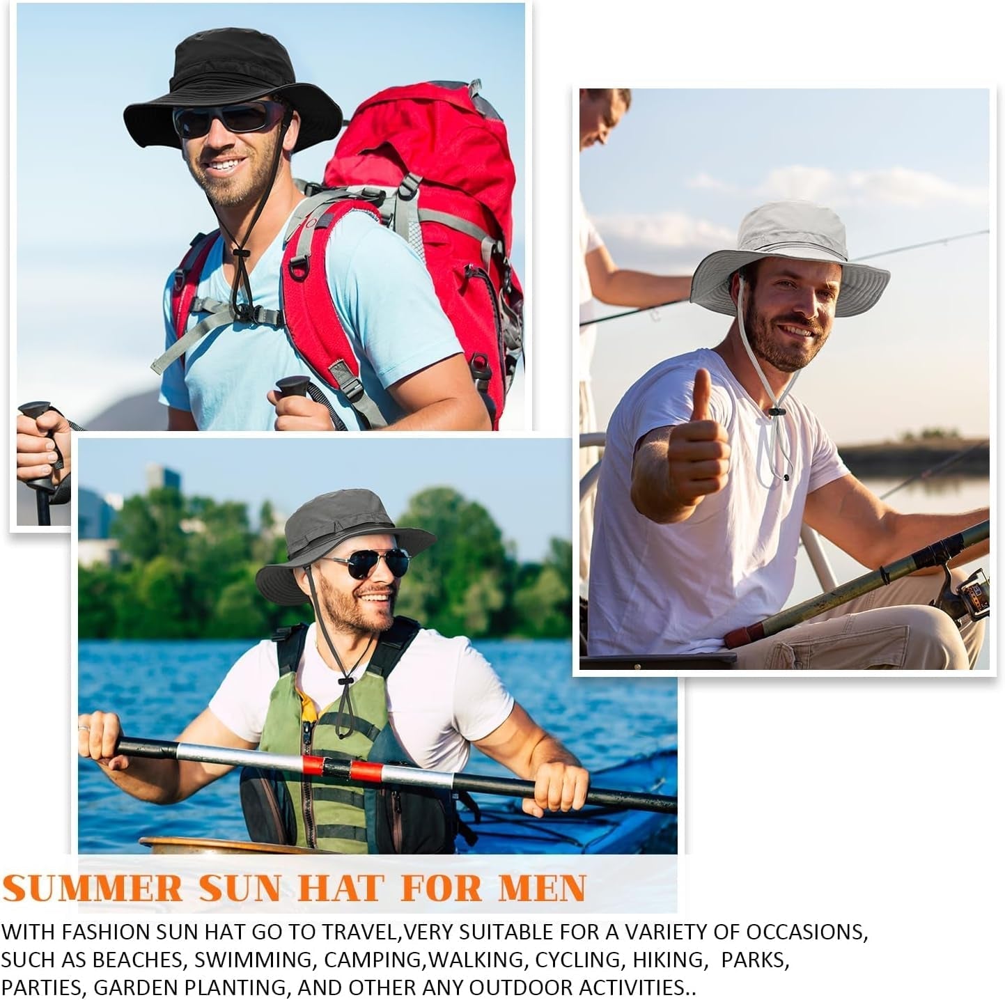 Outdoor Quick-Drying Sun Hat for Men, Summer Man Foldable Sun Protection Wide Brim Sun Hats Bucket Hats Beach Hat UPF 50+