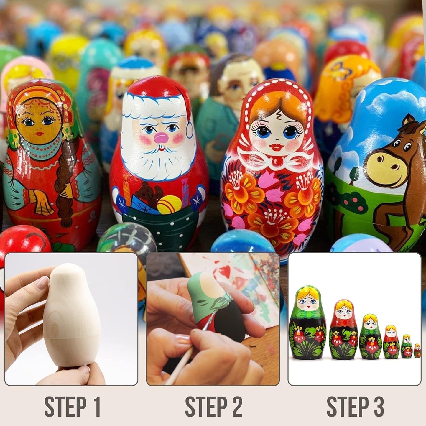 Blank Russian Nesting Dolls Lot of 5 Sets by 6 Pcs - Unpainted Russian Nesting Dolls - Unfinished Wood to Paint - Russian Nesting Dolls to Paint