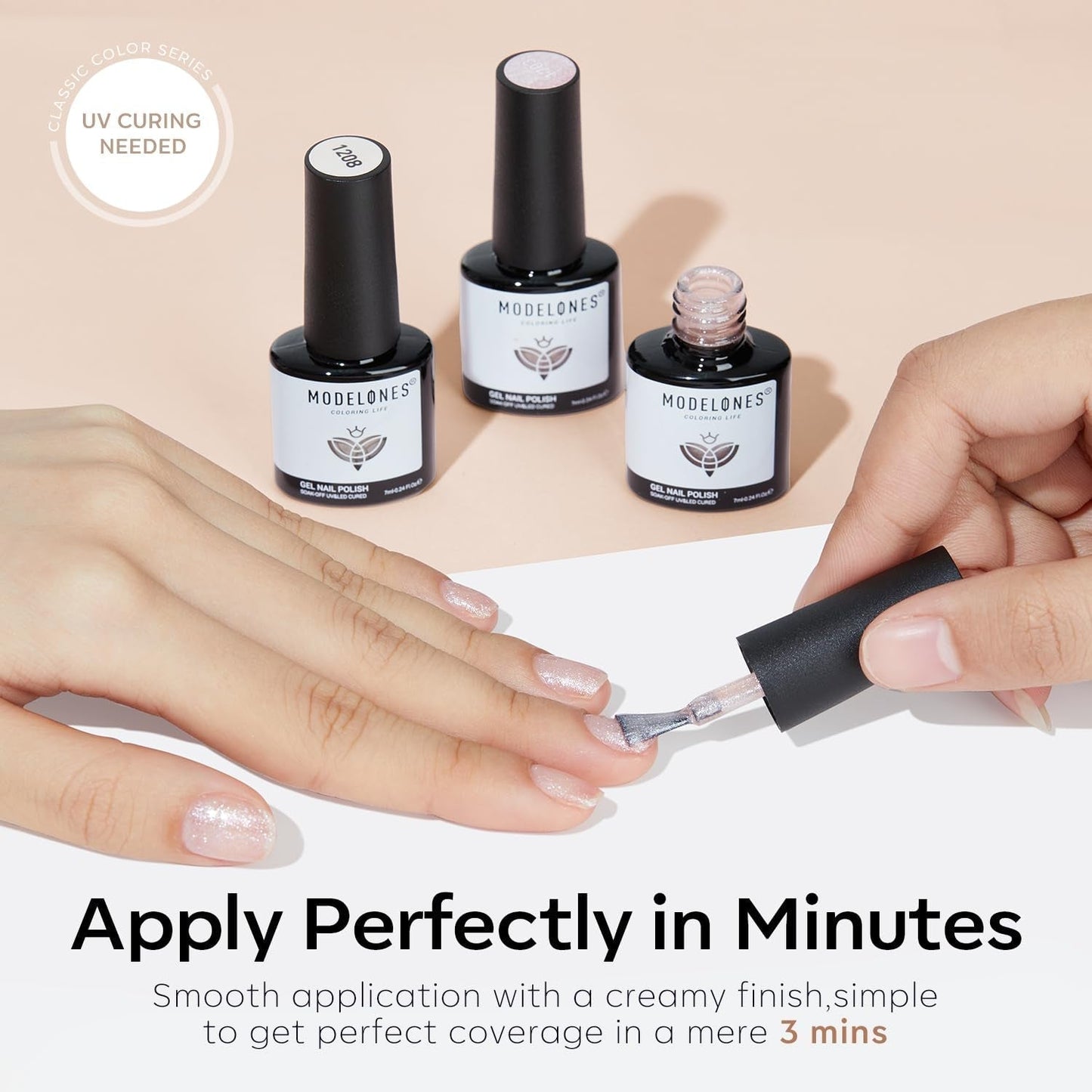 Gel Nail Polish Set, Nude 6 Colors Neutral Gel Polish Skin Tone Pink Glitter Nail Polish Shimmery Pear Gel Polish Starter Kit Soak off All Season Nude Gel Nail Polish LED Manicure DIY Salon