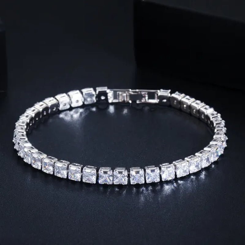 Gloriya Luxury Wedding Party Jewellery Sets Setting Shiny Cubic Zirconia Tennis Bridal Necklace Earrings and Bracelet Set