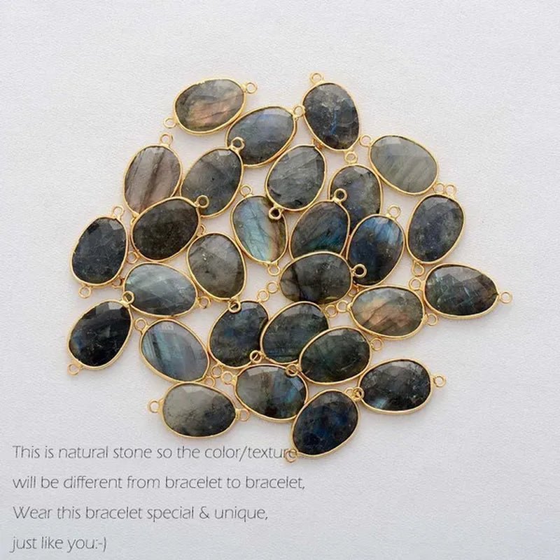 High End Women Bracelets Labradorite Stretch Bracelets Natural Stone Charm Elastic Statement Bracelet Jewelry laboratory