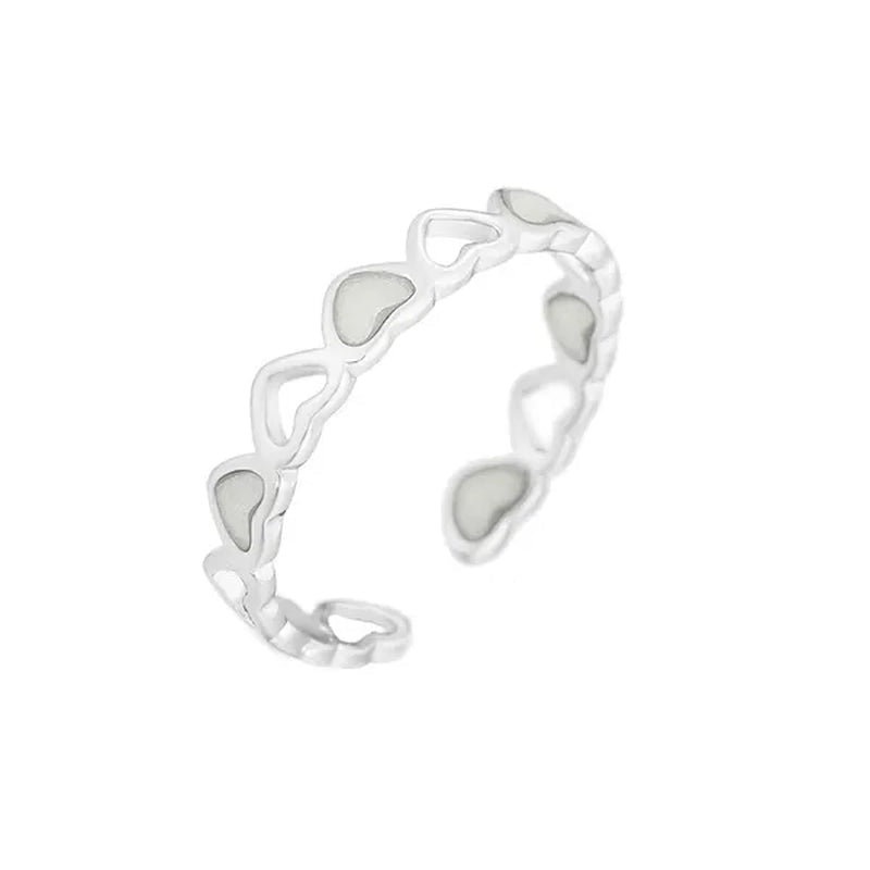 Hot Adjustable Heart Shape Luminous Ring Glow In The Dark Ring Lady Glow Hollow Heart Love