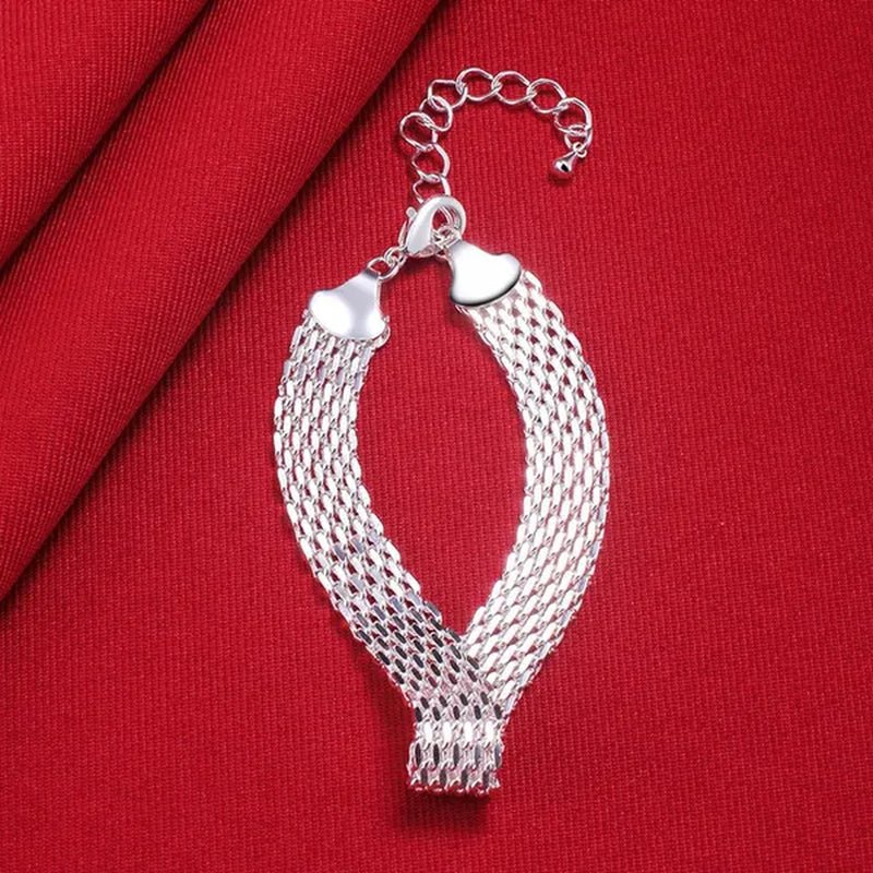 Hot New 925 Sterling Silver Bracelets for Women Exquisite Fashion Weaving Chain Fashion Wedding Party Gifts Jewelry