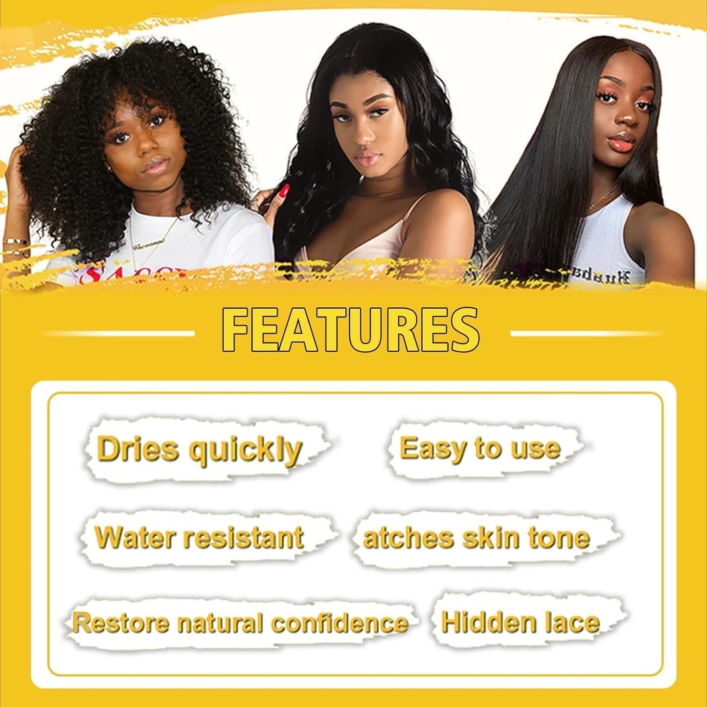 Lace Tint Hair Mousse for Women'S Wigs, Toupees, and Hairpieces - 3.4 Fl Oz Natural Finishing Color Foam Tint with Hair Wax Stick (Medium Brown)