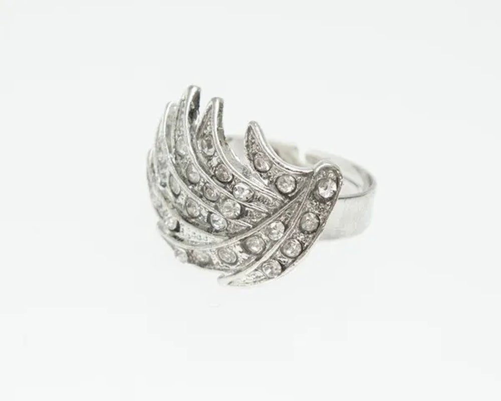 Leaves Shape Silver Plated Clear Crystal Jewelry Sets
