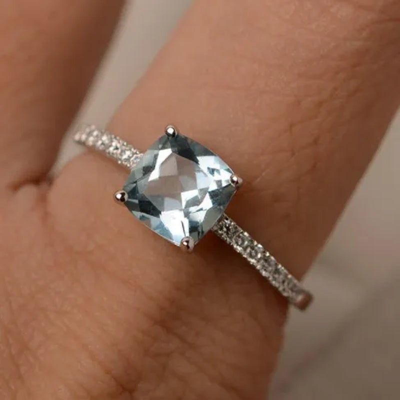 Luxuriant noble Sapphire /Peacock blue/Emerald /Aquamarine Ring Silver Jewelry Engagement ring