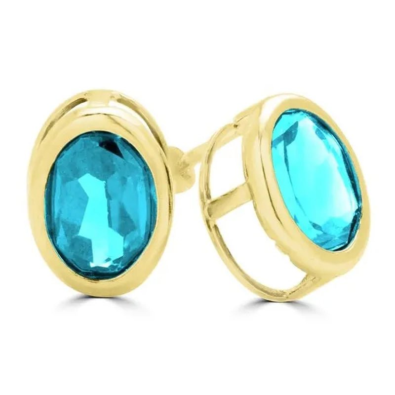 Majesty Diamonds MDR170010 1.87 CTW Oval Blue Topaz Stud Earrings in 14K - WORLD TIME VISITS