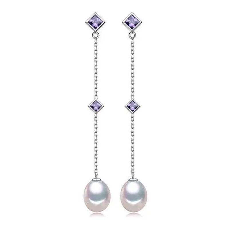 Majesty Diamonds MDS170006 Freshwater Pearls Fancy Earrings in .925 Sterling Silver - WORLD TIME VISITS