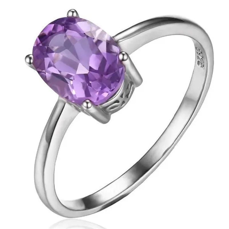 Majesty Diamonds MDS170119 1.16 CT Oval Purple Amethyst Cocktail Ring in .925 Sterling Silver - Size 6 - WORLD TIME VISITS