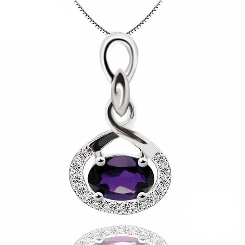 Majesty Diamonds MDS170151 0.66 CTW Oval Purple Amethyst Infinity Pendant Necklace in .925 Sterling Silver - WORLD TIME VISITS