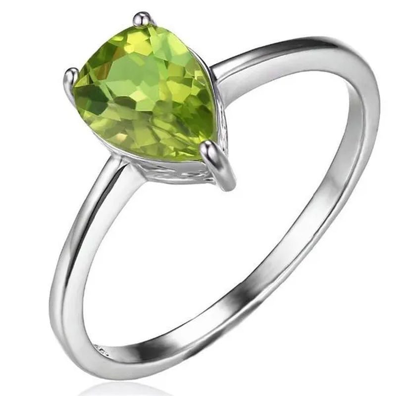 Majesty Diamonds MDS170216 1.33 CT Pear Green Peridot Cocktail Ring in .925 Sterling Silver - Size 6 - WORLD TIME VISITS