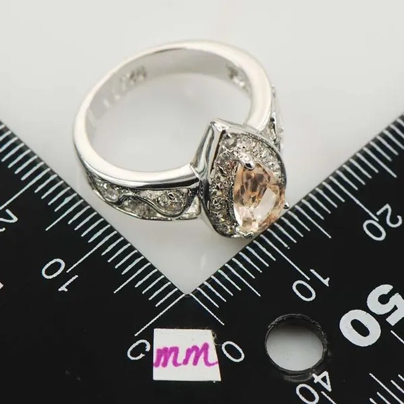 Morganite White Topaz 925 Sterling Silver Fashion Ring Size 5 6 7 8 9 F878