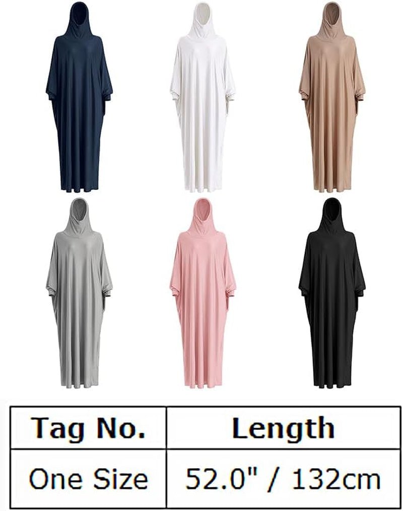 Muslim Dresses for Women One Piece Long Sleeve Islamic Prayer Ramadan Abaya Hooded Hijab Loose Maxi Kaftan Dubai Robe