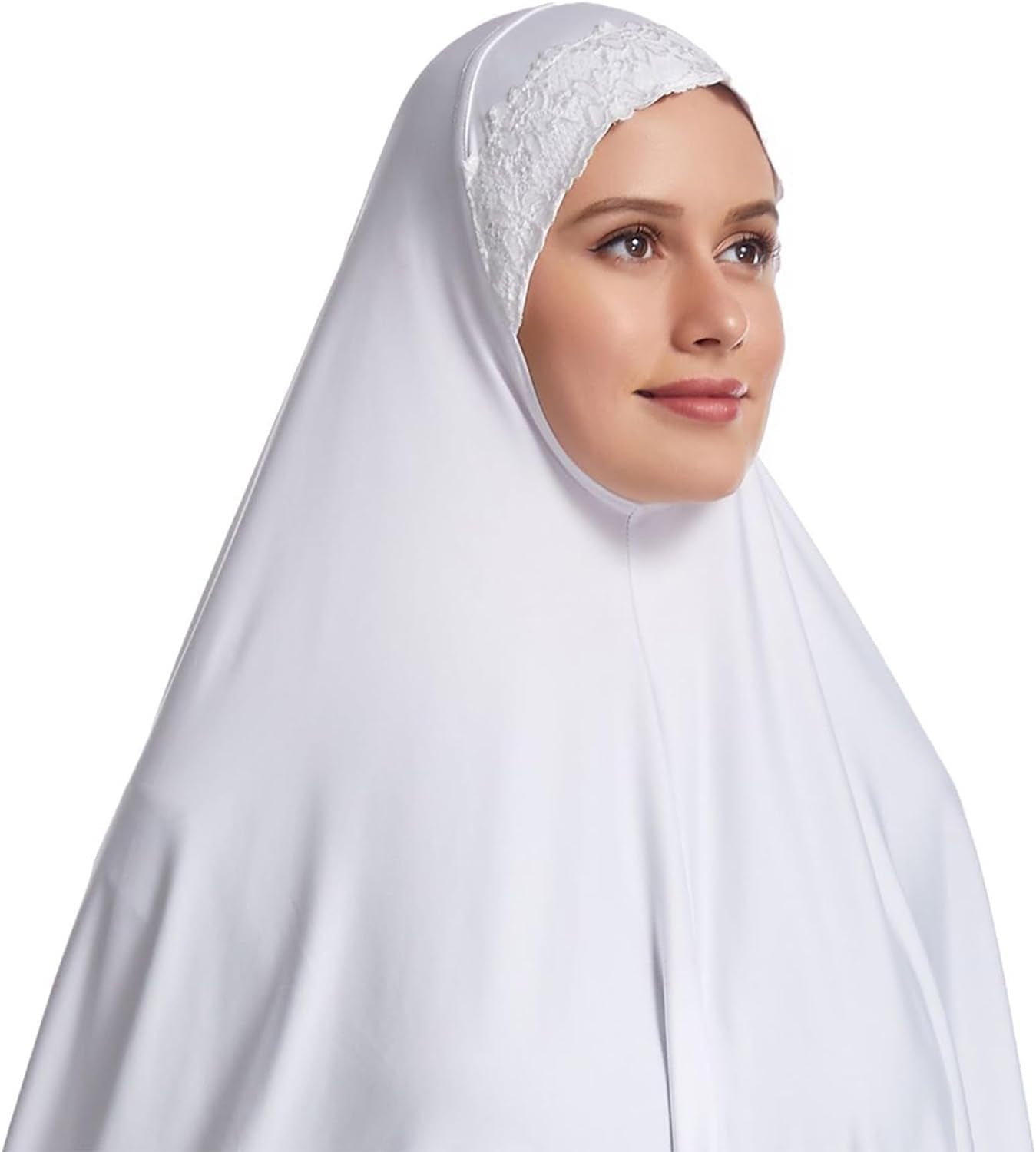 Muslim Hijab for Women Instant Big Hijab Jersey Turbans Khimar Abaya Soft Women Prayer Hijab, 1Pc Lace Hijab Scarf